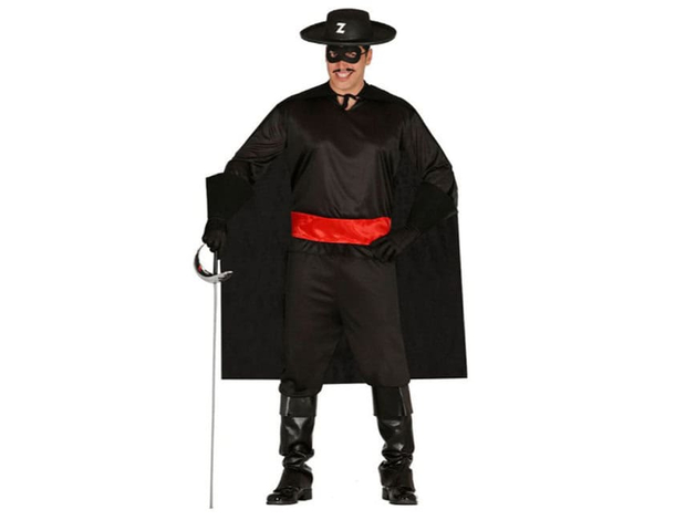 Costume Carnevale Zorro vestito bandito spadaccino travestimento uomo taglia L