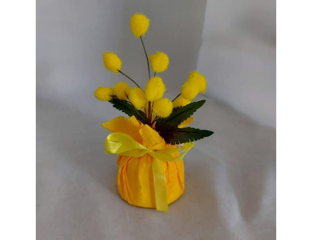 6x Mazzolino di Mimosa Festa della Donna Piantina Artificiale Fiore Lanoso...
