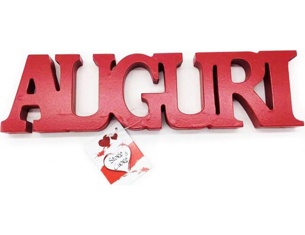 Scritta in Legno Auguri 30x8 cm Addobbi Decorativa Festa Compleanno Idea Regalo