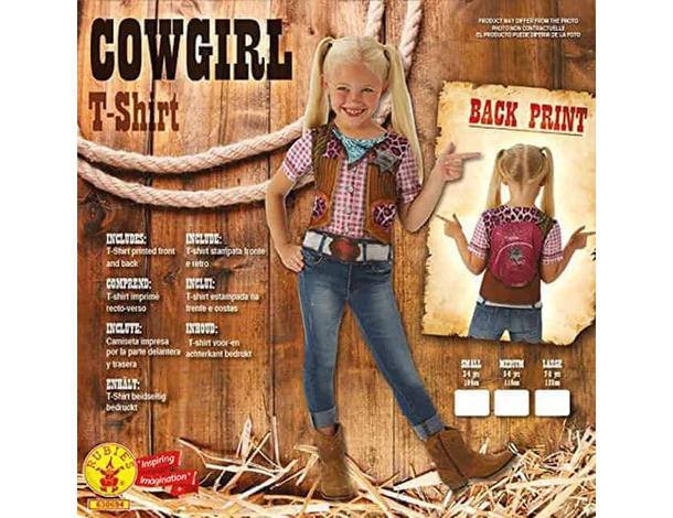 Costume Carnevale T-shirt Cowgirl bimba 3-8 anni travestimento Halloween (3-4...