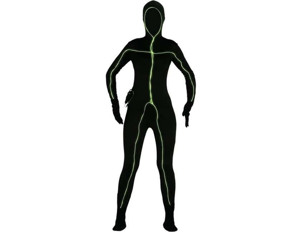 Costume Carnevale Nero Con Luci Tuta Unisex Omino Stilizzato Taglia Unica 2