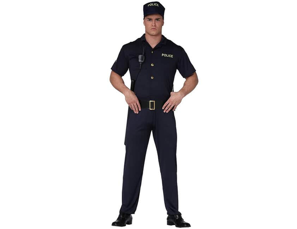 Costume Carnevale poliziotto vestito polizia adulto uomo unisex M/L halloween...
