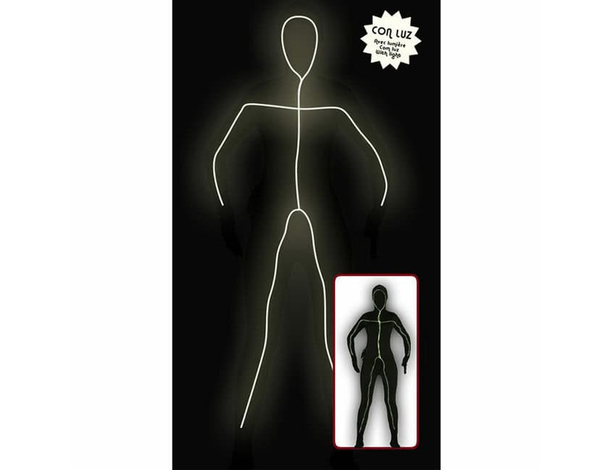 Costume Carnevale Nero Con Luci Tuta Unisex Omino Stilizzato Taglia Unica