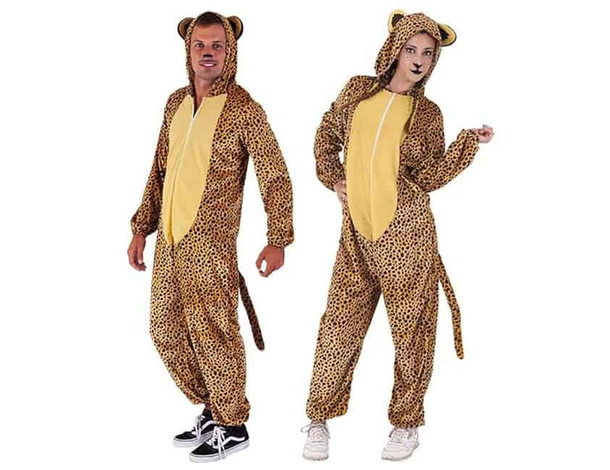 Costume Carnevale pigiama Leopardo animale Kigurumi adulti unisex Taglia Unica