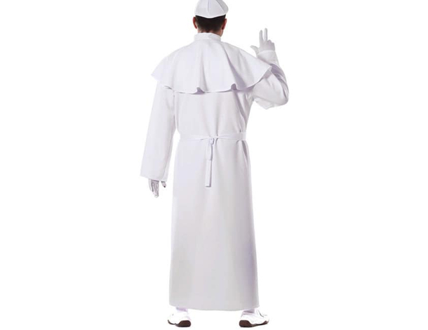Costume Carnevale da Papa uomo religioso tunica lunga bianca pontefice M/L...