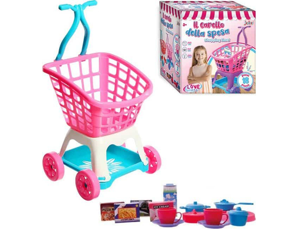 Carrello Giocattolo per Bambini Supermercato Spesa con Accessori 51x30x28 cm