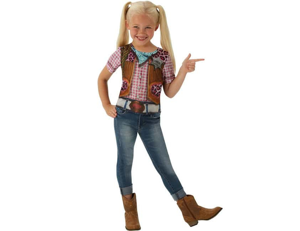 Costume Carnevale T-shirt Cowgirl bimba 3-8 anni travestimento Halloween (3-4...