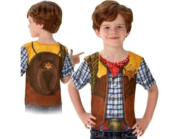 Costume Carnevale Cowboy T-shirt per bambini 3-8 anni travestimento Halloween...