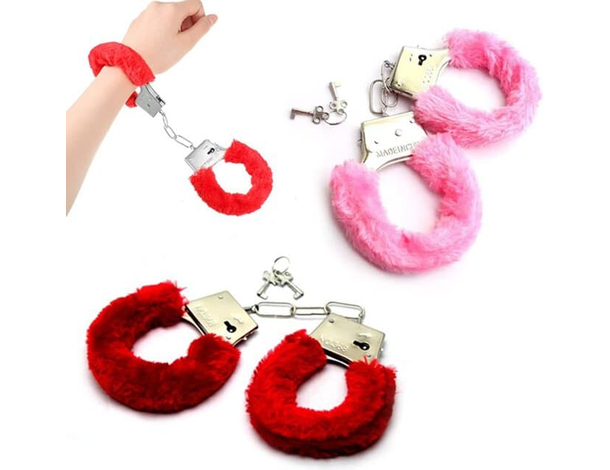 2 Paia Manette Con Pelliccia Principianti Gioco Erotico Coppia Sexy Carnevale...