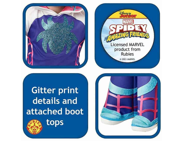 Costume Carnevale Spider Woman Gwen nuovo universo bambina Cosplay 2-3 anni...