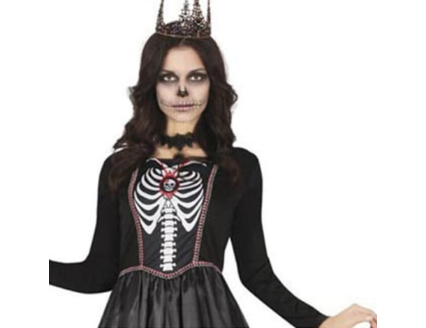 Costume Carnevale maschera messicana Catrina calaca scheletro donna S/M (S)...