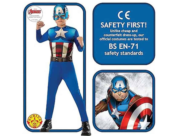 Costume Carnevale Capitan America Marvel Avengers Supereroe bambini 3-8 anni...