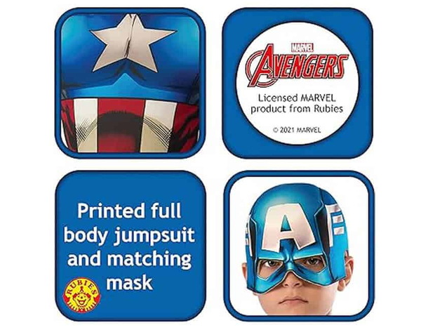 Costume Carnevale Capitan America Marvel Avengers Supereroe bambini 3-8 anni...