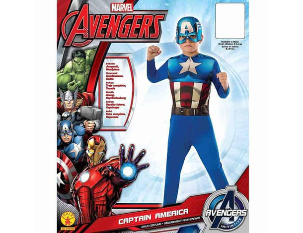 Costume Carnevale Capitan America Marvel Avengers Supereroe bambini 3-8 anni...