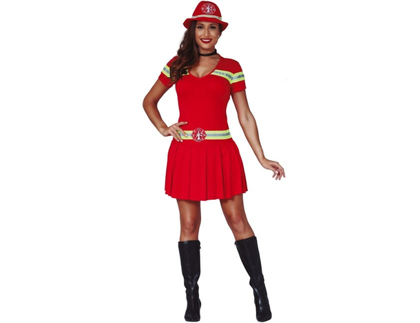 Costume Carnevale da pompiere donna vigile del fuoco Vestito sexy Taglie...