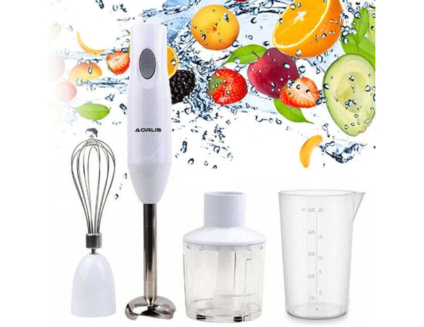 Frullatore ad Immersione 3 in 1 Lame Acciaio 250w Sbattitore Tritatutto Cucina
