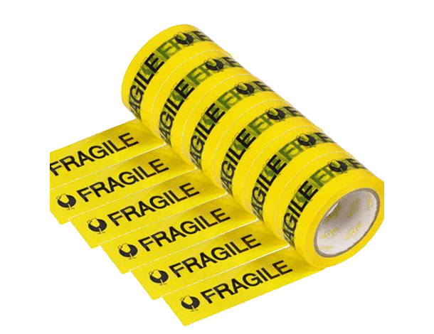 6x Rotoli Nastro Adesivo Giallo Scritta Fragile 70mx48mm Silenzioso Imballaggio