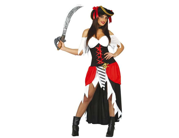 Costume Carnevale piratessa del mare bucaniera Corsara Halloween Taglie M/L (M)
