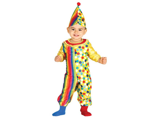 Costume Carnevale clown pagliaccio travestimento neonato 12-24 mesi Halloween...