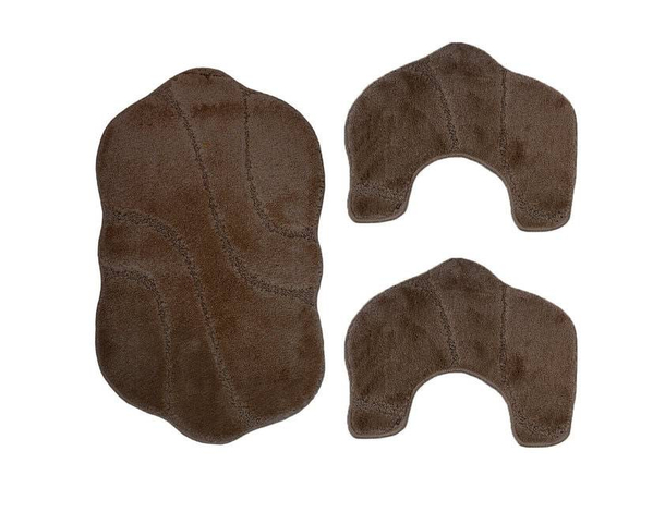 Set Tappeti Bagno Nuvola Tris Doccia Bidet Water Marrone Morbido Antiscivolo