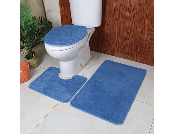Tappetino da Bagno 3 Pezzi Antiscivolo Tappeto Copriwater Morbido Set...