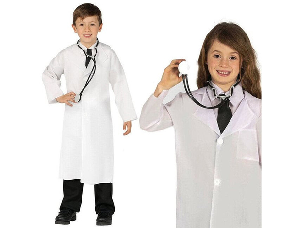 Costume Carnevale camice dottore dottoressa medico doctor unisex 5-12 anni...