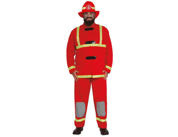 Costume Carnevale da pompiere uomo travestimento vigile del fuoco taglia XL