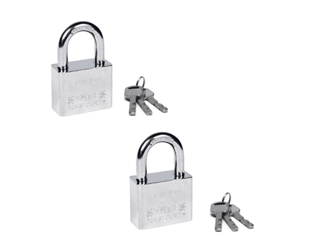 2x Lucchetto ad Arco 3 Chiavi Antiscasso Corazzato Catenaccio Acciaio 6x4 cm