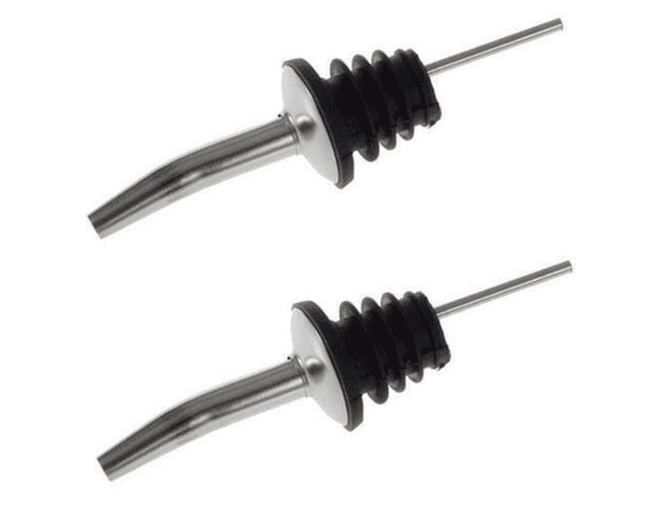 2x Tappi in Acciaio Versatore Dosatore Olio Aceto Liquori Bottiglia Bar 11 cm