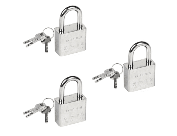 3x Lucchetto ad Arco 3 Chiavi Antiscasso Corazzato Catenaccio Acciaio 3x5 cm