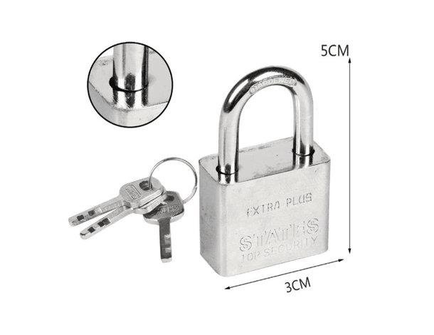 3x Lucchetto ad Arco 3 Chiavi Antiscasso Corazzato Catenaccio Acciaio 3x5 cm...