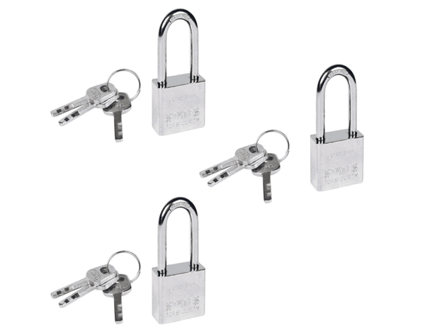 3x Lucchetto ad Arco 3 Chiavi Antiscasso Corazzato Catenaccio Acciaio Sicurezza