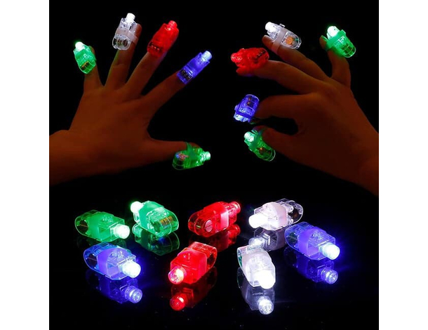 10 Luci a Led Dita Psichedeliche Anelli da Dito a Batteria Colorati Party Feste