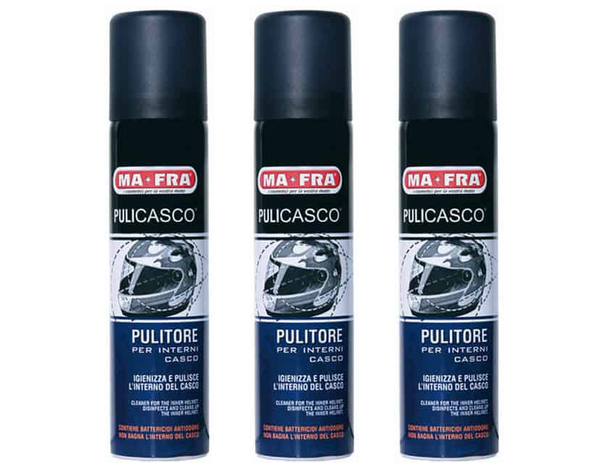 3x Spray Igienizzante Casco Pulicasco 75ml Pulitore Pulizia Interna Casco