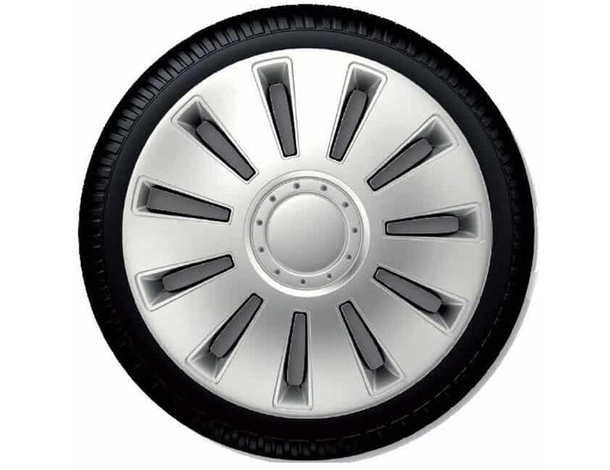 Set di 4 Copricerchi Universali Coppe Auto Silverstone Grigio 13/14/15...