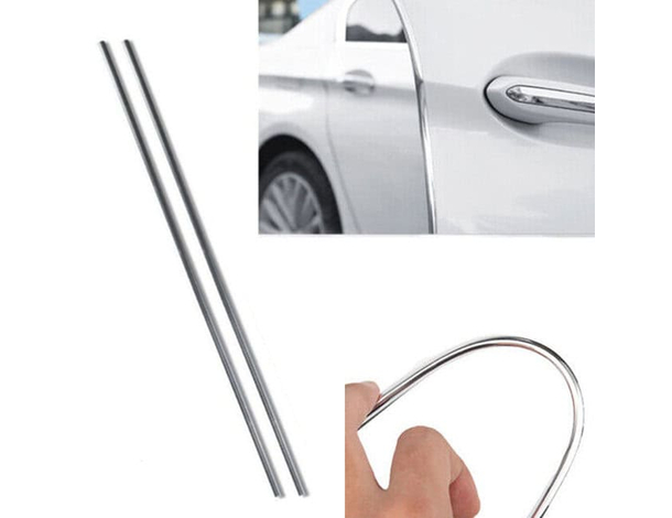 Coppia Salvaporta protezione portiere auto cromato montaggio a incastro 65 cm