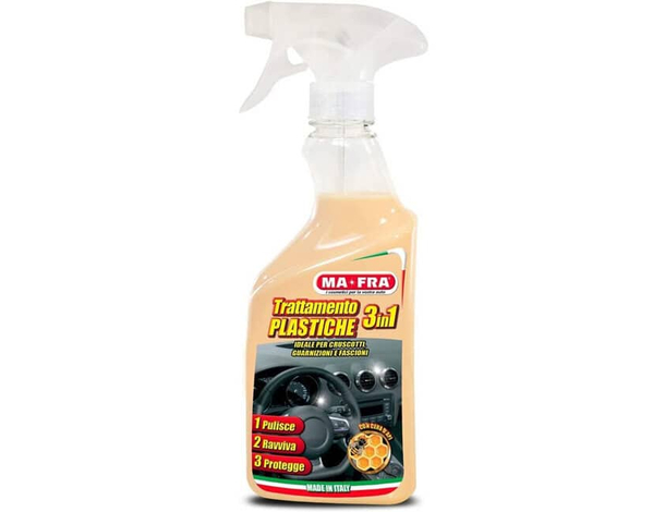 Trattamento 3in1 Plastiche Pulisce Ravviva Protegge Interne Esterni Auto 500ml