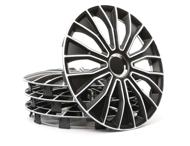 Set di 4 Copricerchi Universali Coppe Auto Voltec Bianco/Nero 13/14/15...