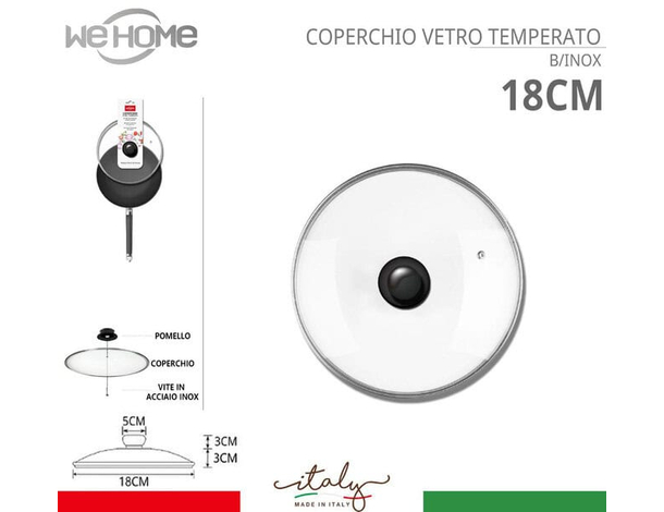 Coperchio in Vetro Temperato con Foro per Vapore Pentole Padelle Varie Misure...