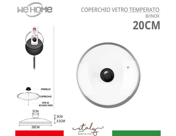 Coperchio in Vetro Temperato con Foro per Vapore Pentole Padelle Varie Misure...