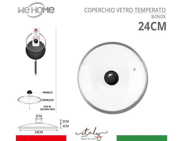 Coperchio in Vetro Temperato con Foro per Vapore Pentole Padelle Varie Misure...