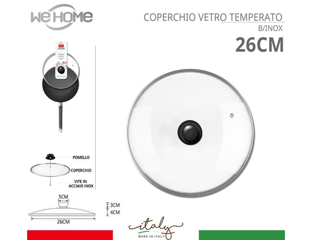 Coperchio in Vetro Temperato con Foro per Vapore Pentole Padelle Varie Misure...