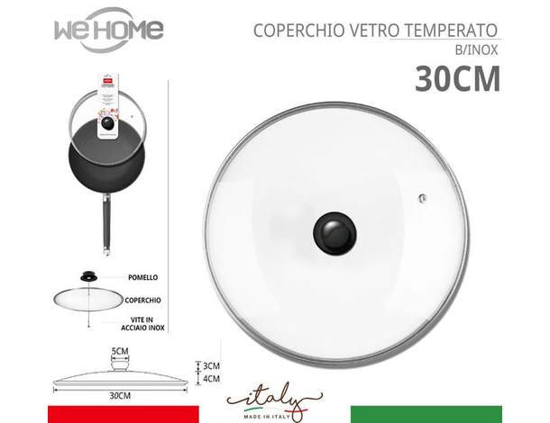Coperchio in Vetro Temperato con Foro per Vapore Pentole Padelle Varie Misure...