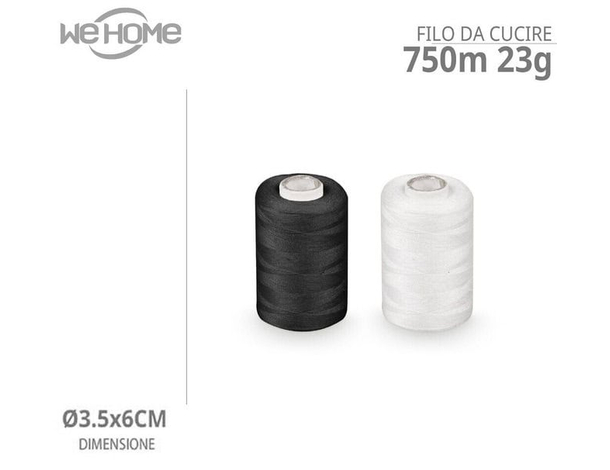 12x Filo da Cucire Nero e Bianco Filato per Macchina 100% Poliestere...