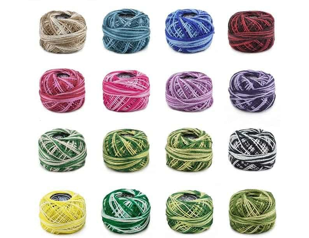 42x Gomitolo Puro Cotone 100% Filo Colorato Bicolore 5g Uncinetto Ricamo