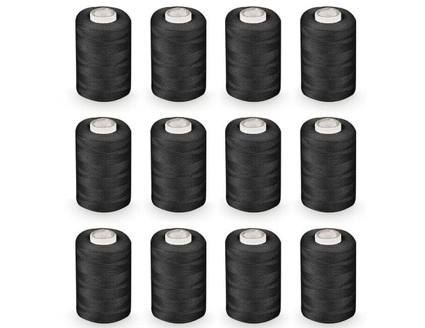 12x Filo da Cucire Nero Filato per Macchina 100% Poliestere Resistente Cucito