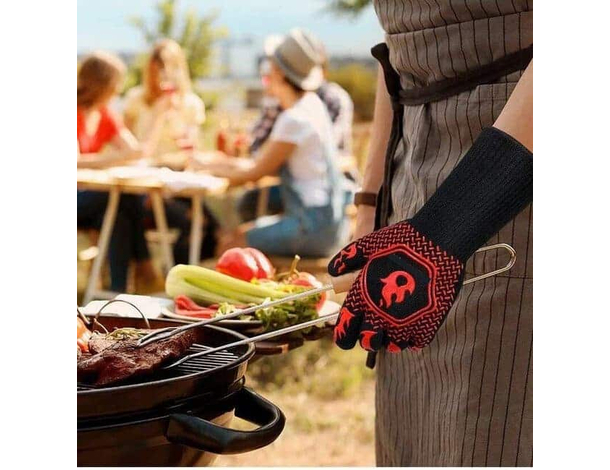 Guanti Barbecue da Cucina Resistenza Resistenti al Calore 800° BBQ Ignifughi...