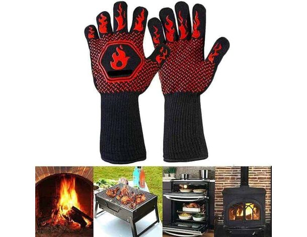 Guanti Barbecue da Cucina Resistenza Resistenti al Calore 800° BBQ Ignifughi...