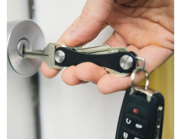 Portachiavi Organizzatore 12 Chiavi Metallo Pieghevole Portatile Nero 5