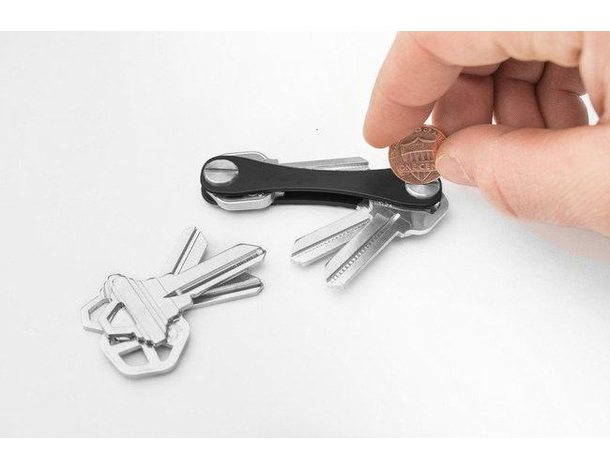 Portachiavi Organizzatore 12 Chiavi Metallo Pieghevole Portatile Nero 6